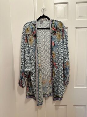 Bl1nk London for Anthropologie Light Blue Floral Kimono Caftan